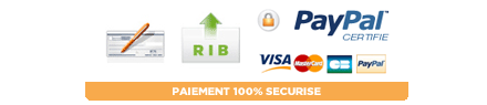 paiement sécurisé: Chèque, Virement, Paypal, CB, MasterCard, Visa, Contre-Remboursement